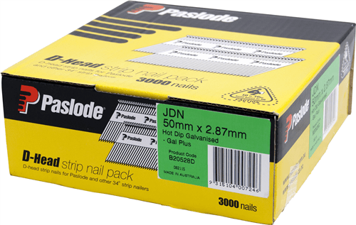 50mm x 2.87mm Hot Dip Galvanised D Head Framing Nails (3000Pce) B20528D by Paslode