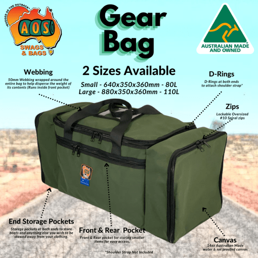 85L Small Green Canvas Gear Bag BGBSGR by AOS