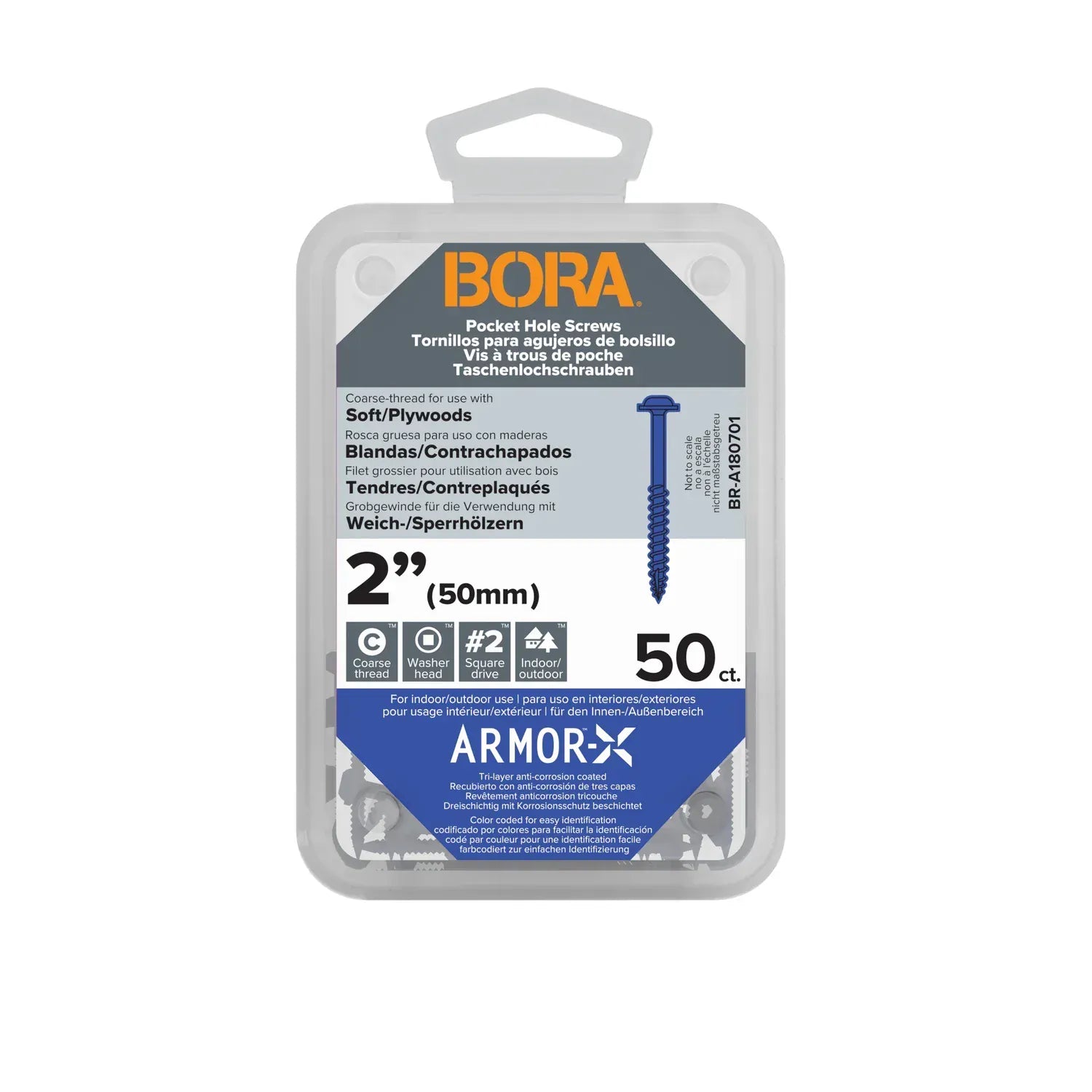 BORA 50 Pack of Coarse Pocket Hole Screws