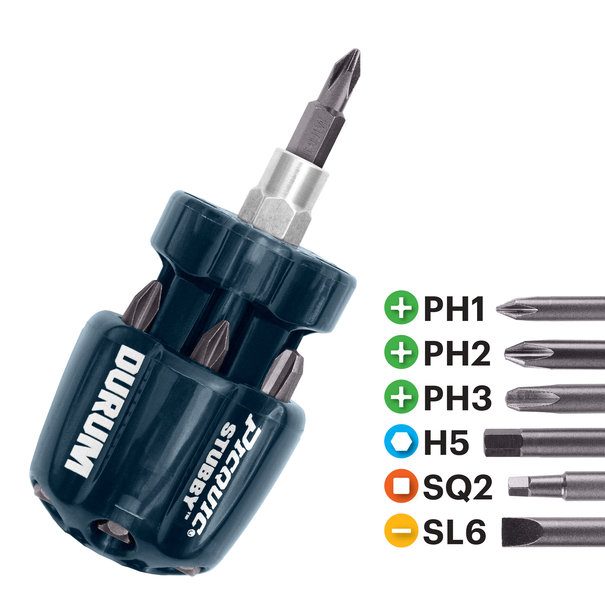 Screwdriver Multi Bit 32mm Stubby 6Pce Hex - DB99004 by Durum