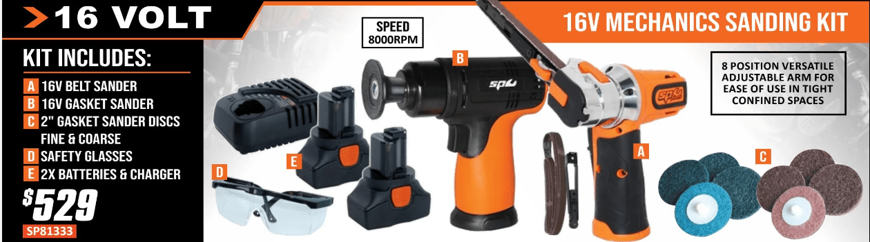 16V Mechanics Sanding Kit - SP81333 by SP Tools