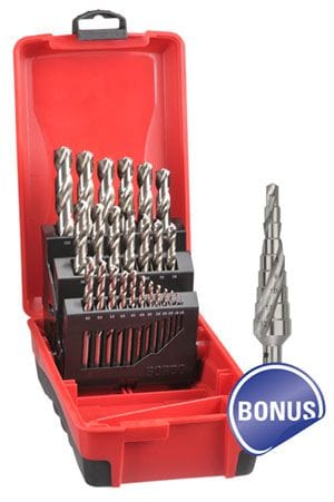 25 Piece HSS Delta Point Bright Finish Drill Set in ABS Plastic Case - 2015-M3-SDM1 by Bordo