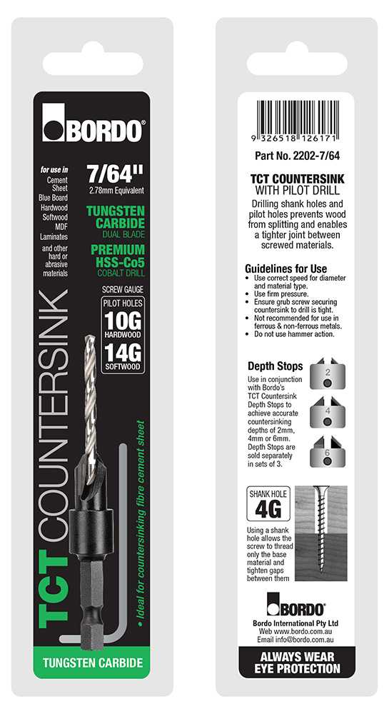 Bordo Cobalt Drills with Tungsten Carbide Tipped Countersink