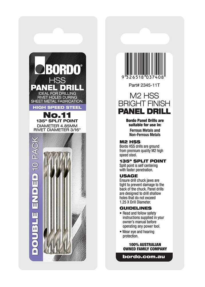 Bordo Bright Double Ended Panel Drills | 2 or 10 Pack