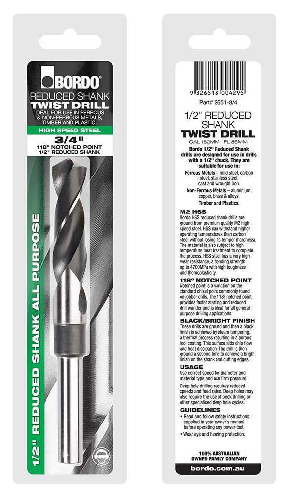 Bordo Reduced 1/2" Shank Imperial Drill Bits