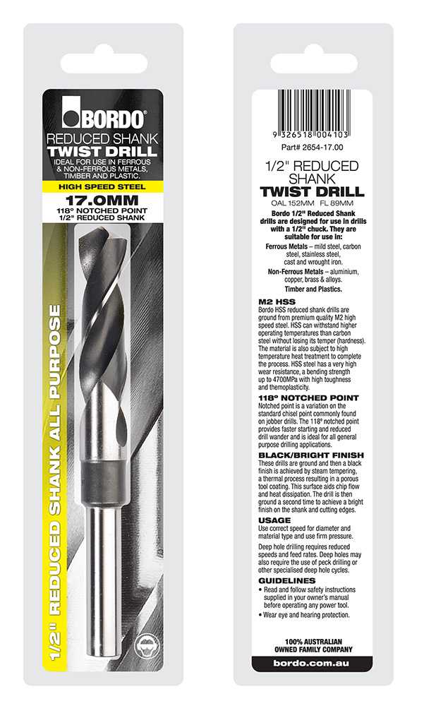Bordo Reduced 1/2" Shank Metric Drill Bits