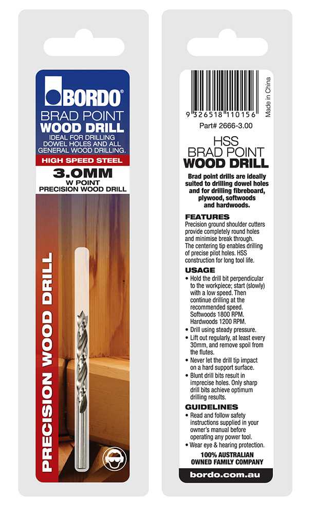 Bordo Brad Point Wood Drills