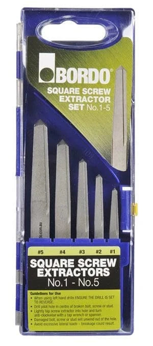 Square Screw Extractor 5 Piece Set Nos 1/5 - 9904-S1 by Bordo