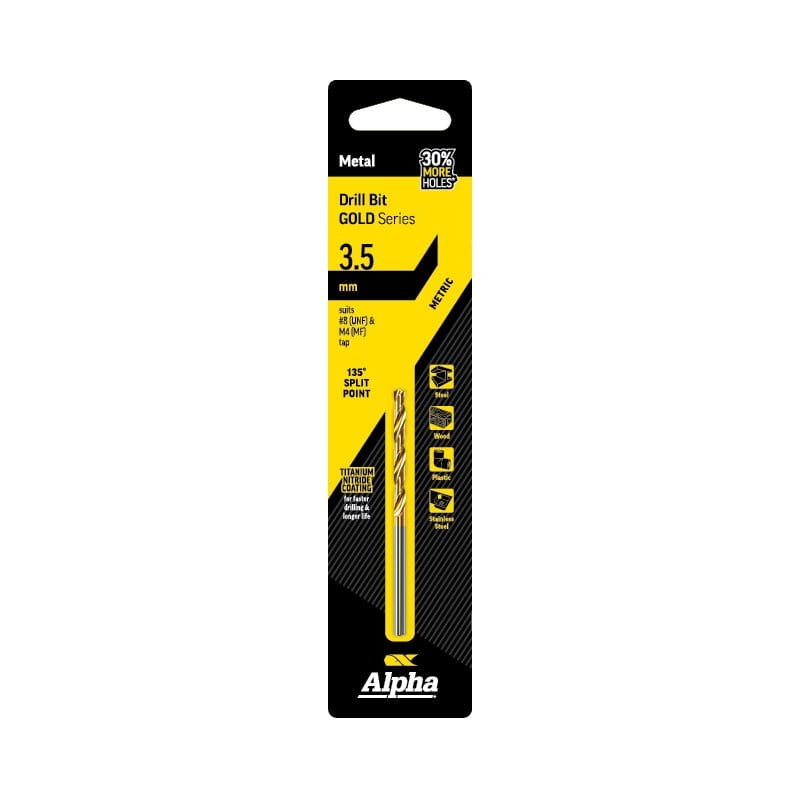 Alpha Gold Series Carded Single Pack Metric Jobber Drill Bits
