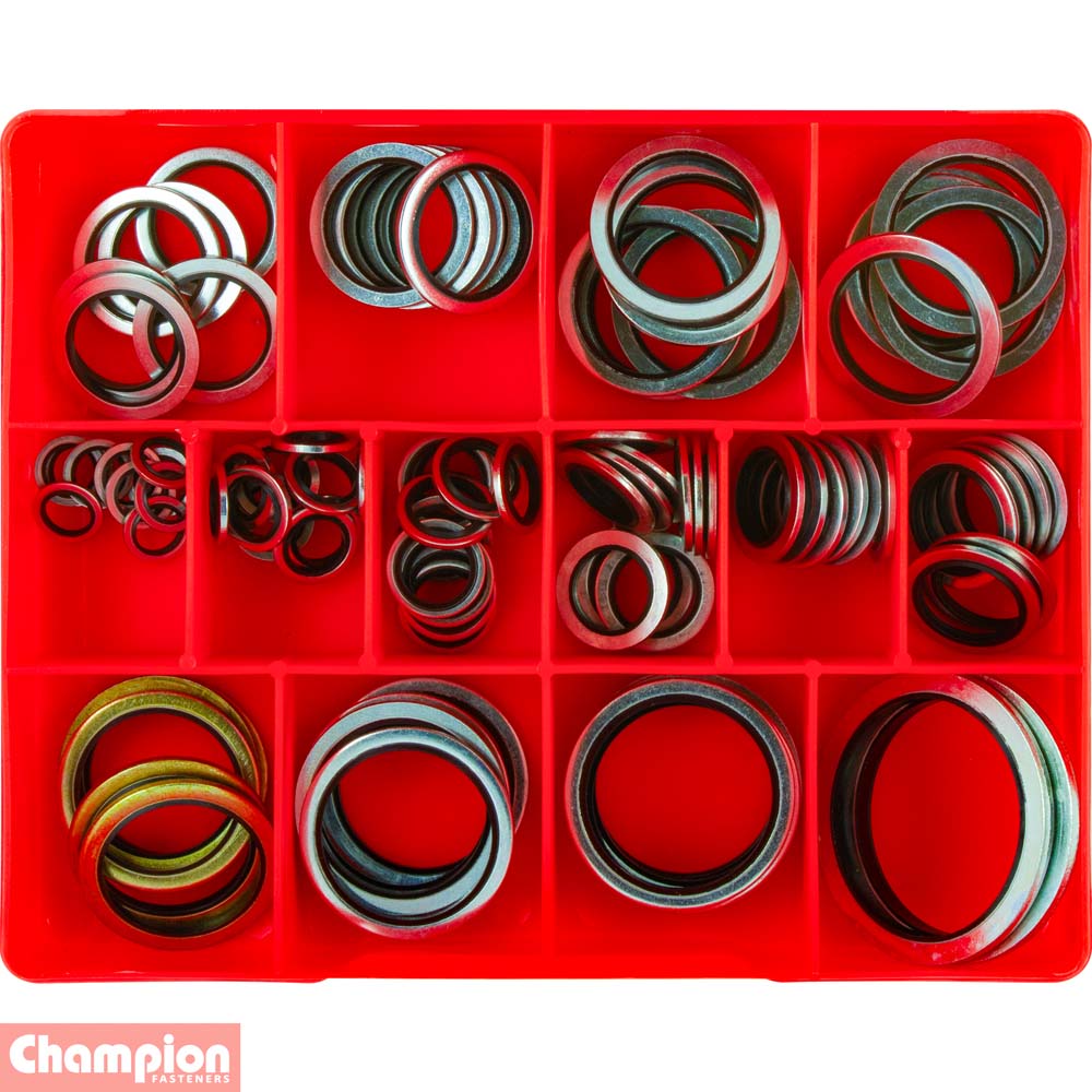 Champion 91Pce Metric Bonded Sealing (Dowty) Washers Assortment Kit CA174