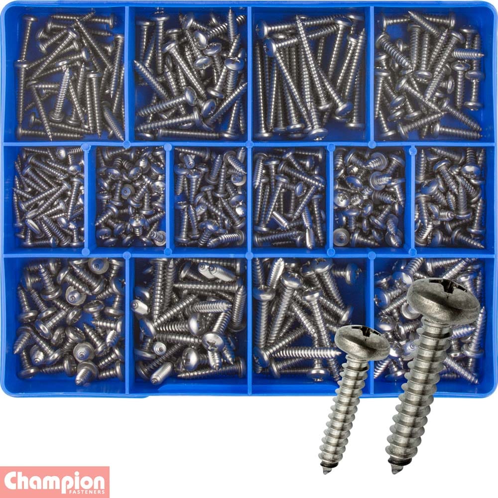 Champion 415Pce S/Steel Pan Head Self-Tapping Screw Assortment CA1810