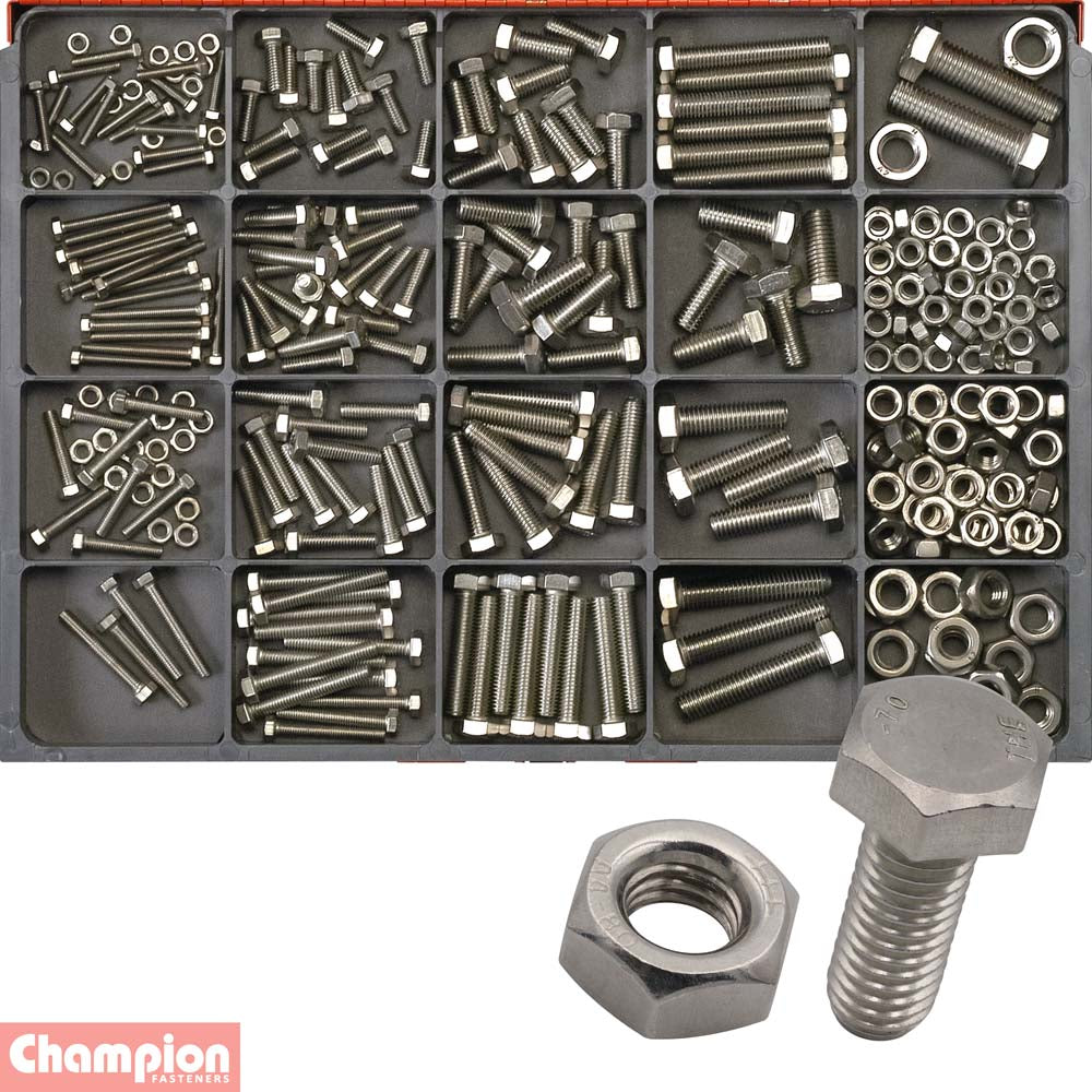 Champion 316Pce Metric Set Screw & Nut S/Steel Master Assortment Kit CA1880