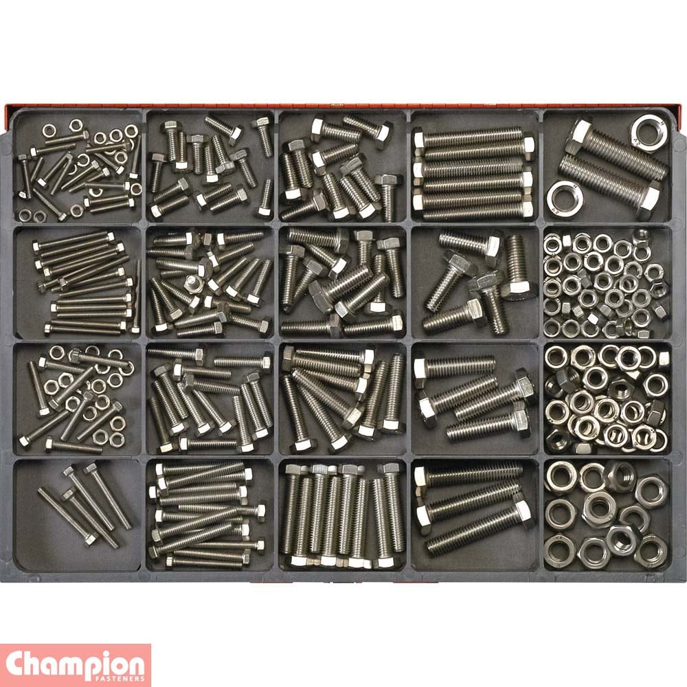 Champion 316Pce Metric Set Screw & Nut S/Steel Master Assortment Kit CA1880