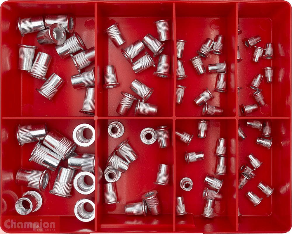 Champion 80Pce Aluminium Rivet Nut Insert Assortment CA506