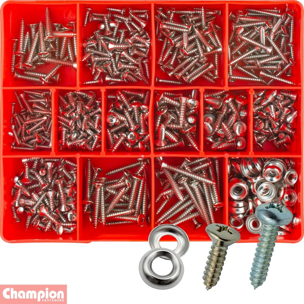 Champion 540Pce Nickel Self-Tapping Screw Assortment CA540