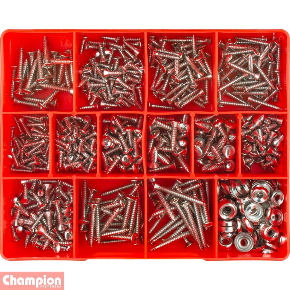 Champion 540Pce Nickel Self-Tapping Screw Assortment CA540