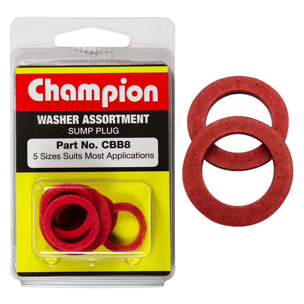 Champion 10Pce Red Fibre Washers Assortment Blister Pack CBB8