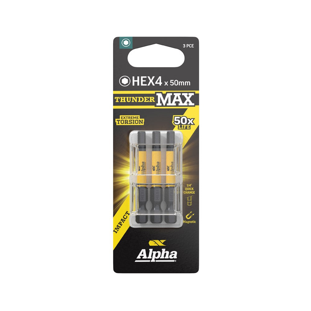 Alpha ThunderMax Impact Power Bit Carded 3 or 5 Pack