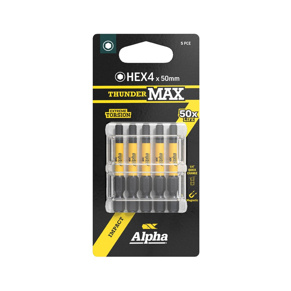 Alpha ThunderMax Impact Power Bit Carded 3 or 5 Pack