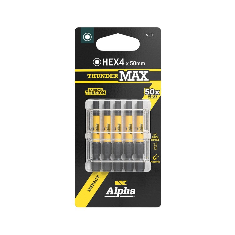 Alpha ThunderMax Impact Power Bit Carded 3 or 5 Pack