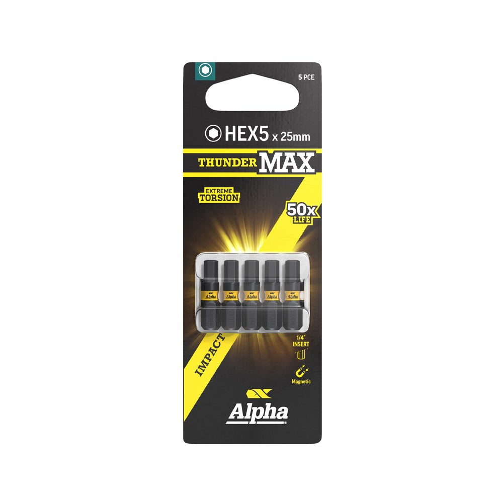 Alpha ThunderMax Impact Power Bit Carded 3 or 5 Pack