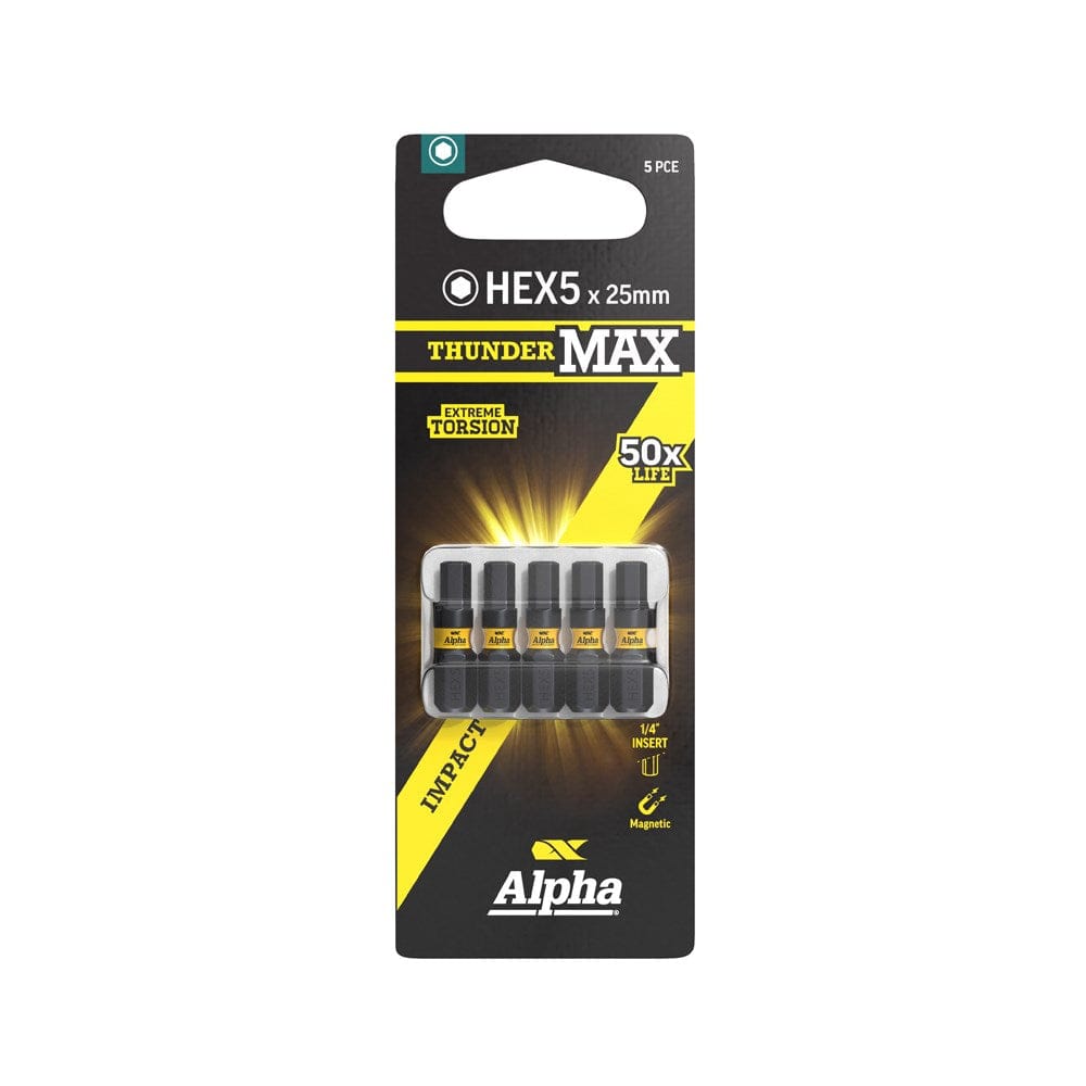 Alpha ThunderMax Impact Power Bit Carded 3 or 5 Pack