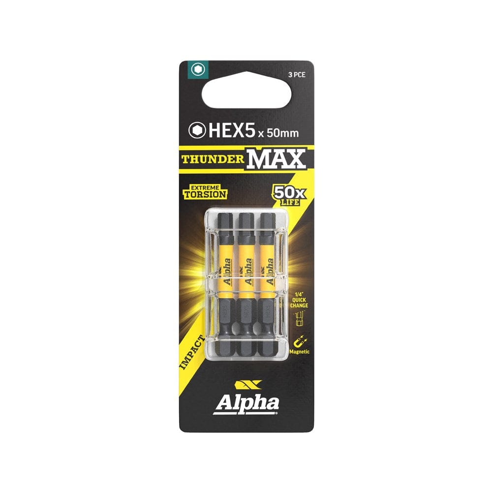Alpha ThunderMax Impact Power Bit Carded 3 or 5 Pack