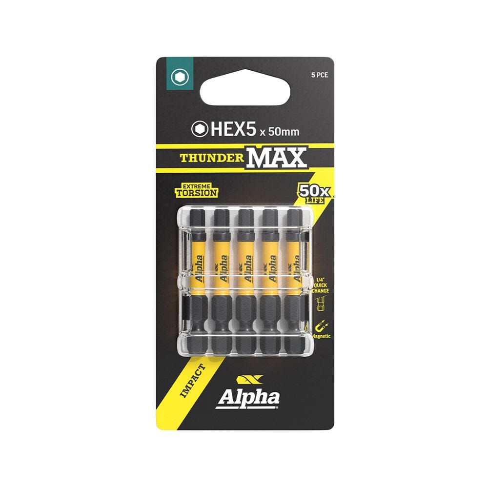 Alpha ThunderMax Impact Power Bit Carded 3 or 5 Pack