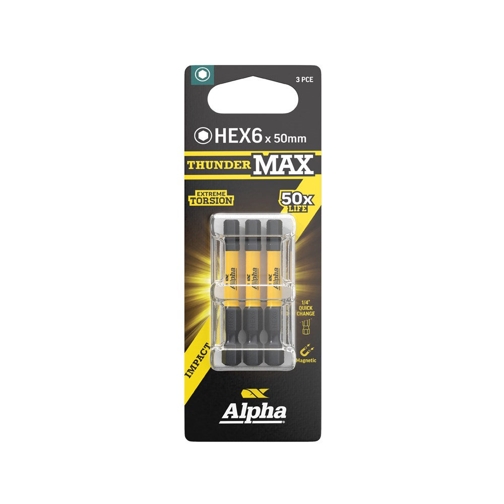 Alpha ThunderMax Impact Power Bit Carded 3 or 5 Pack