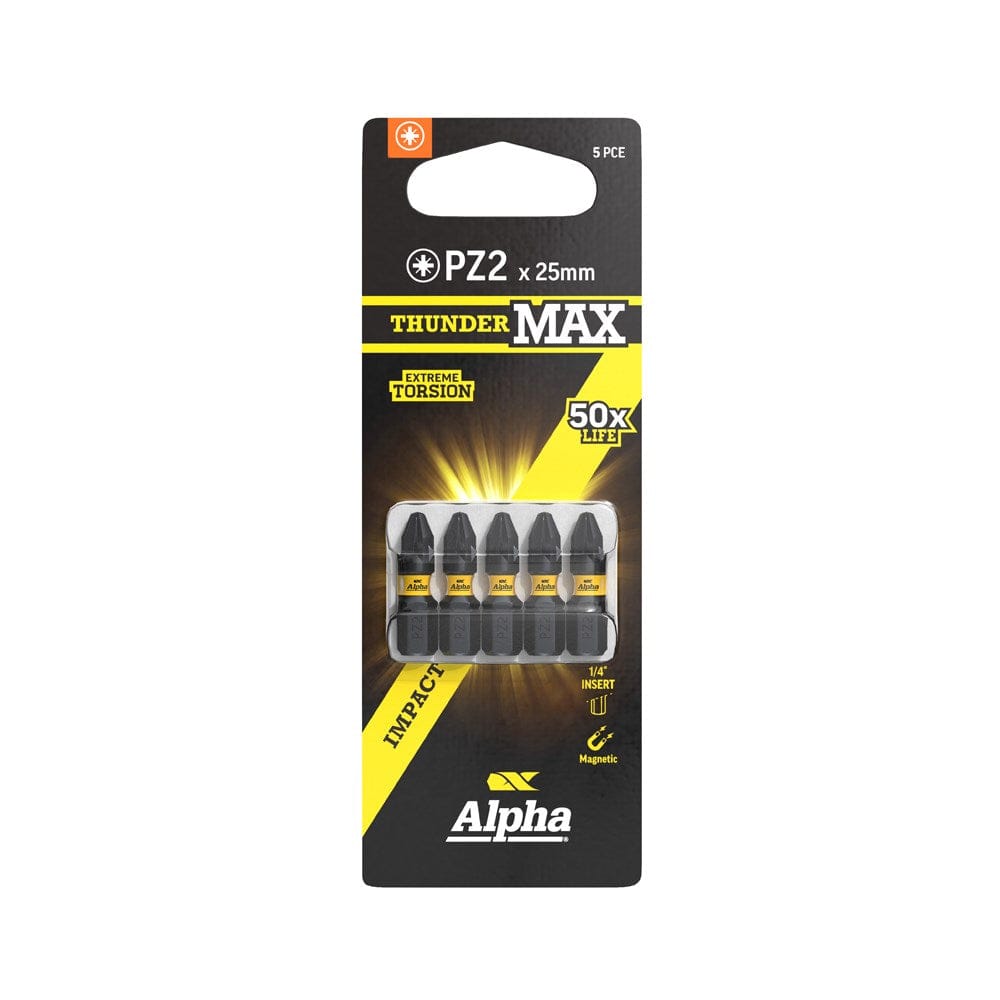 Alpha ThunderMax PZ2 x 25mm Impact Insert Bit 5Pack CPZ225SM-5