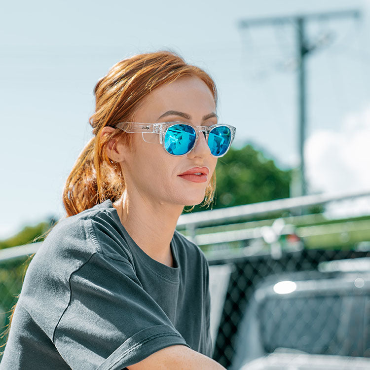 SafeStyle Cruisers Clear Frame Mirror Blue Polarised Lens