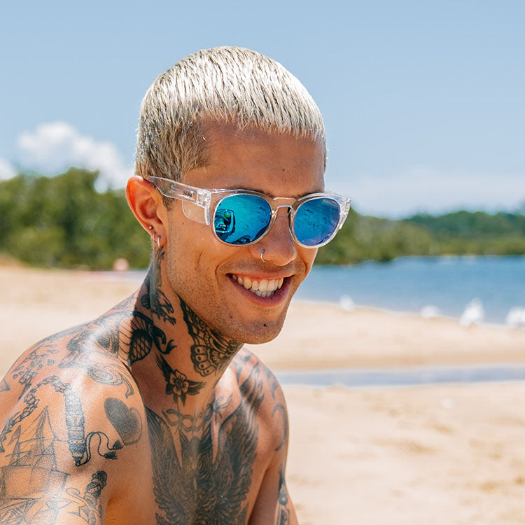 SafeStyle Cruisers Clear Frame Mirror Blue Polarised Lens