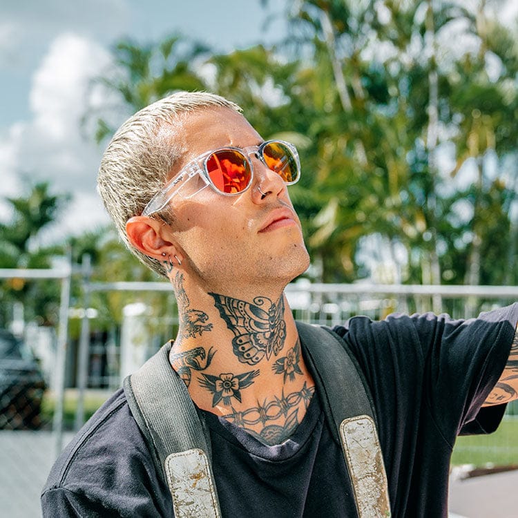 SafeStyle Cruisers Clear Frame Mirror Red Polarised Lens