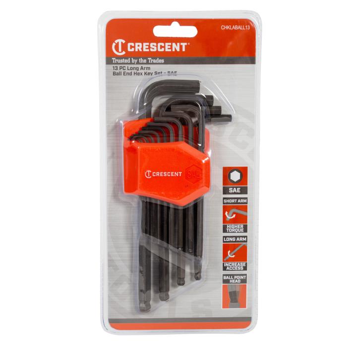 Crescent 13Pce Long Ball End SAE Hex Key Set CHKLABALL13