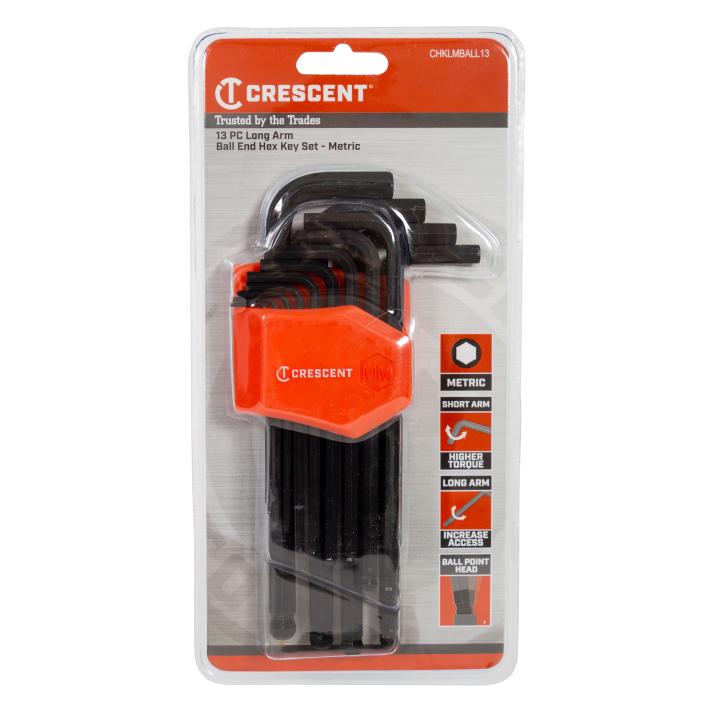 Crescent 13Pce Long Ball End Metric Hex Key Set CHKLMBALL13