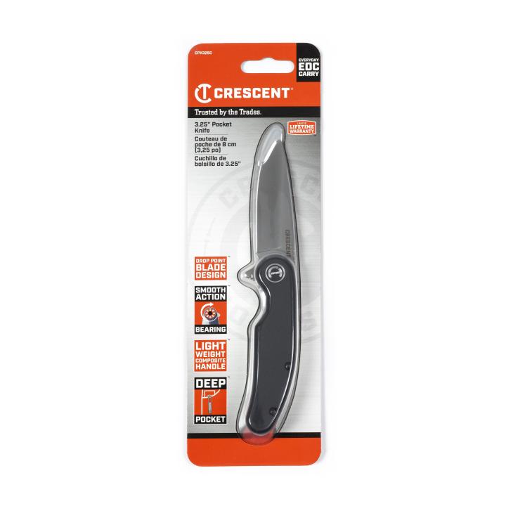 Crescent 83mm/3-1/4" Drop Point Composite Handle Pocket Knife CPK325C