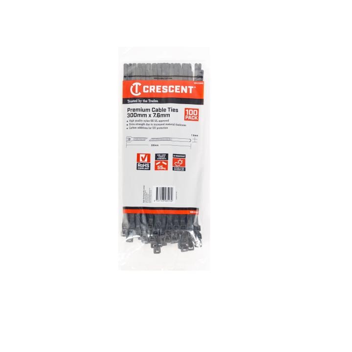 Crescent Black Cable Ties 100Pce Packs