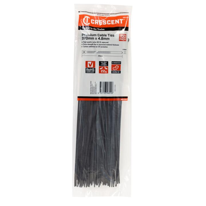 Crescent Black Cable Ties 100Pce Packs