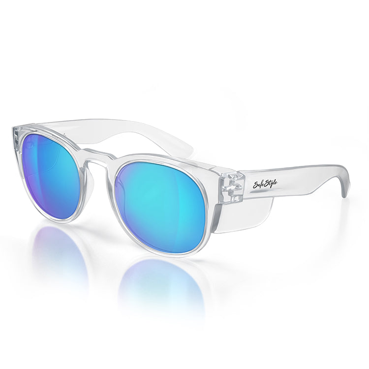 SafeStyle Cruisers Clear Frame Mirror Blue Polarised Lens
