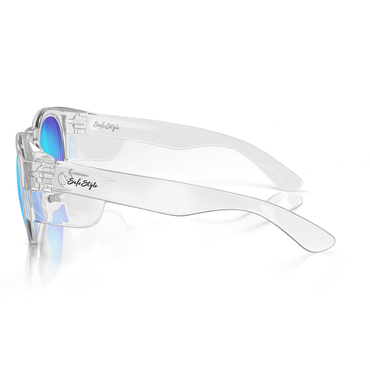 SafeStyle Cruisers Clear Frame Mirror Blue Polarised Lens