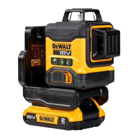 DeWalt 18V 2.0Ah Laser XR 3 x 360° Green Beam Multiline Laser Kit DCLE34031D1-XE