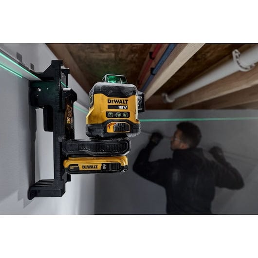 DeWalt 18V 2.0Ah Laser XR 3 x 360° Green Beam Multiline Laser Kit DCLE34031D1-XE