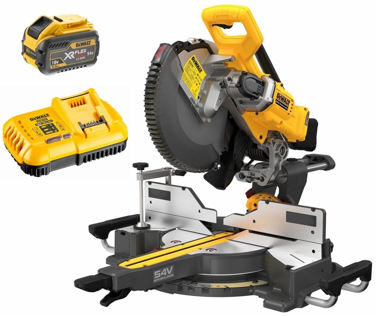 DeWalt 305mm (12") 54V 9.0Ah Flexvolt Brushless Sliding Mitre Saw Kit DCS781X1-XE
