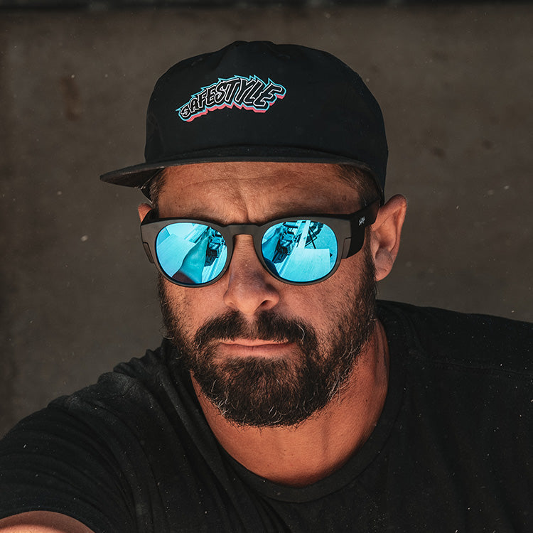 SafeStyle Cruisers Matte Black Frame Mirror Blue Polarised Lens