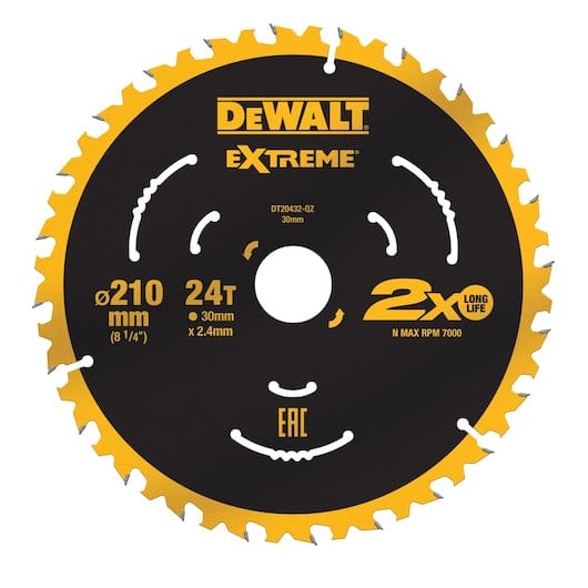 210mm x 30mm 24T Extreme Circular Saw Blade DT20432-QZ by Dewalt