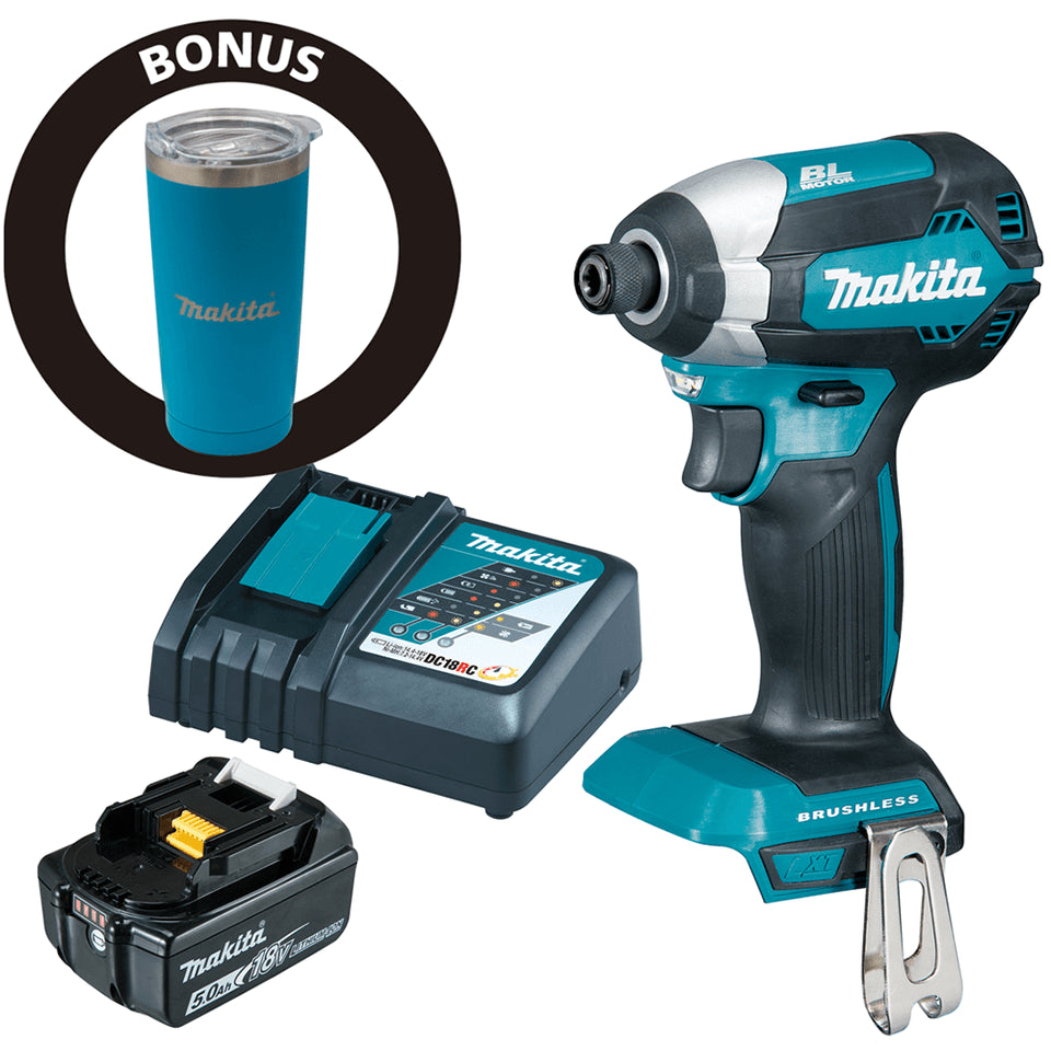 Makita 18V Impact Driver Kit Brushless Bonus Travel Mug DTD153RTX2 * Limited Edition *
