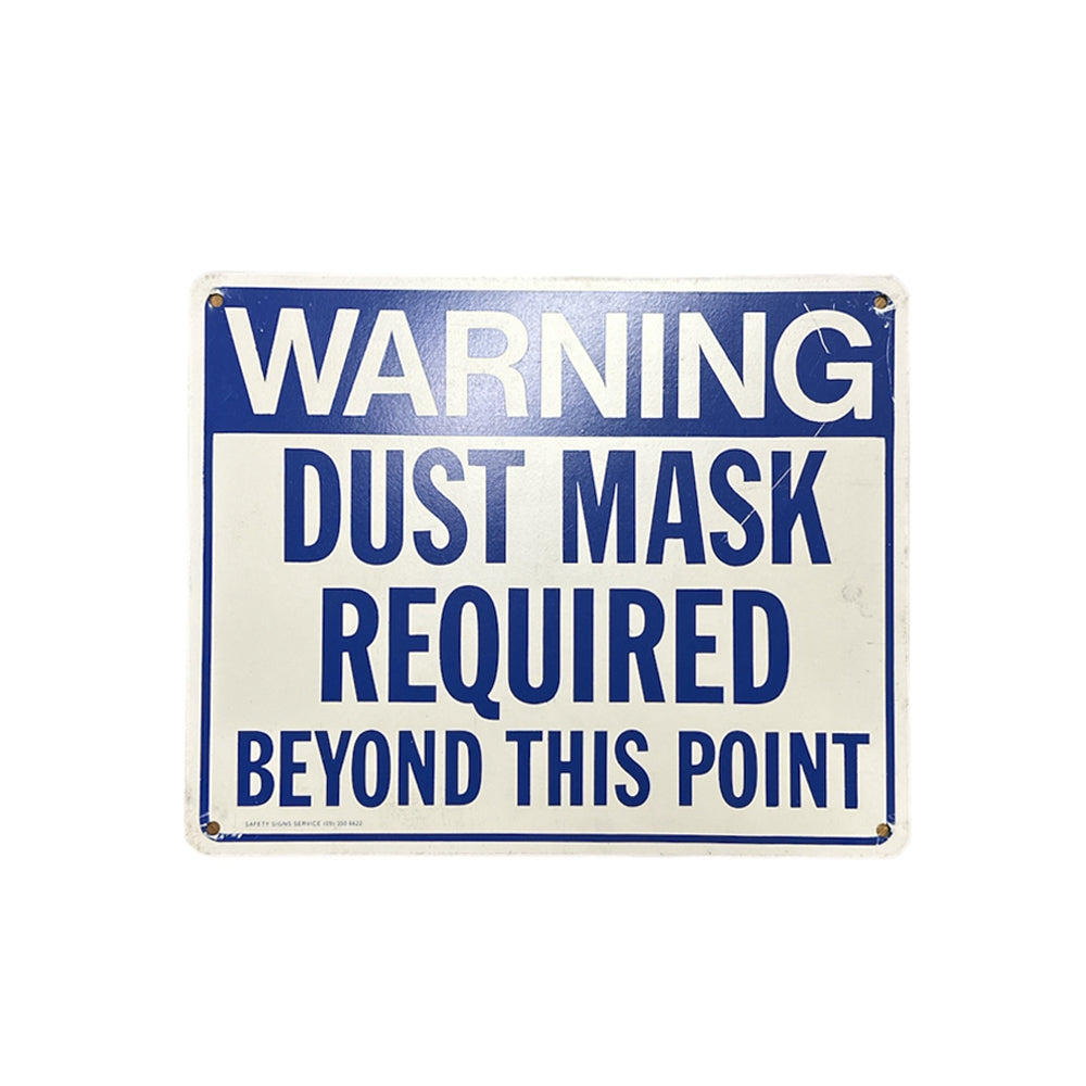 Metal 'Warning Dust Mask Required Beyond This Point' Sign
