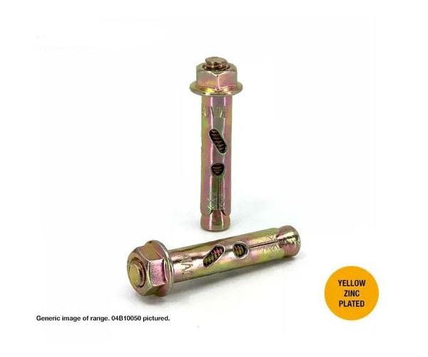 6.5mm x 25mm Yellow Plated Zinc Hex Nut Sleeve Anchor Masonbolts 100Pce 0406025 by Macsim