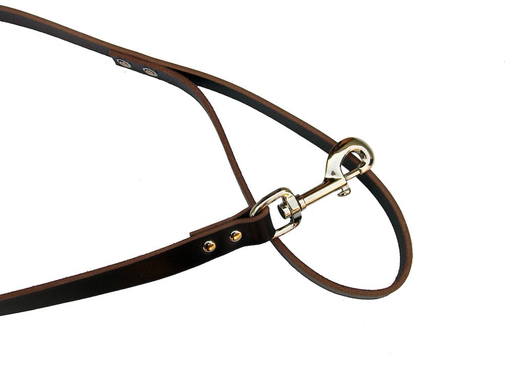 Leather Dog Lead with Looped Handle and Swivel Snap Hook