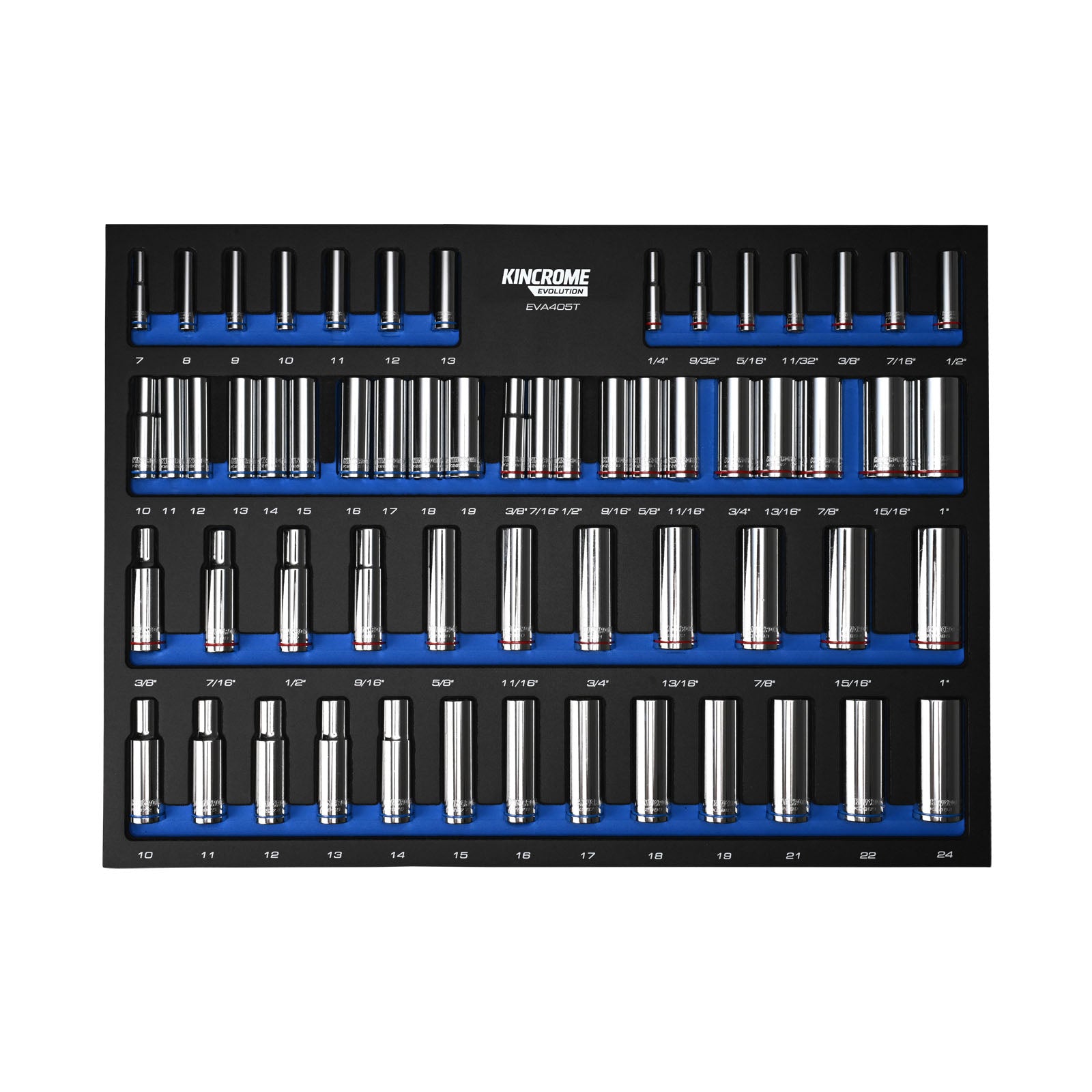 Kincrome EVOLUTION 59 Piece Deep Sockets EVA Tray EVA405T